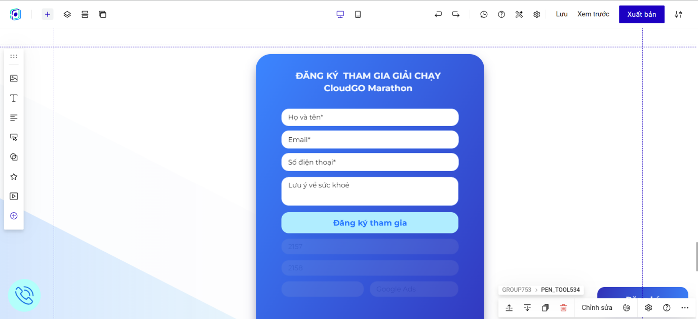 Ví dụ Landing Page cơ bản thu thập thông tin đăng ký sự kiện