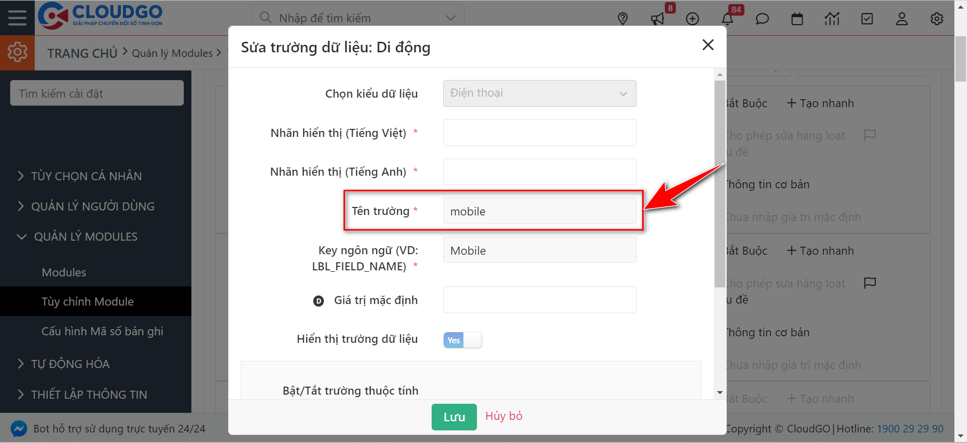 Copy Tên trường vào phần mapping form API trên Ladipage