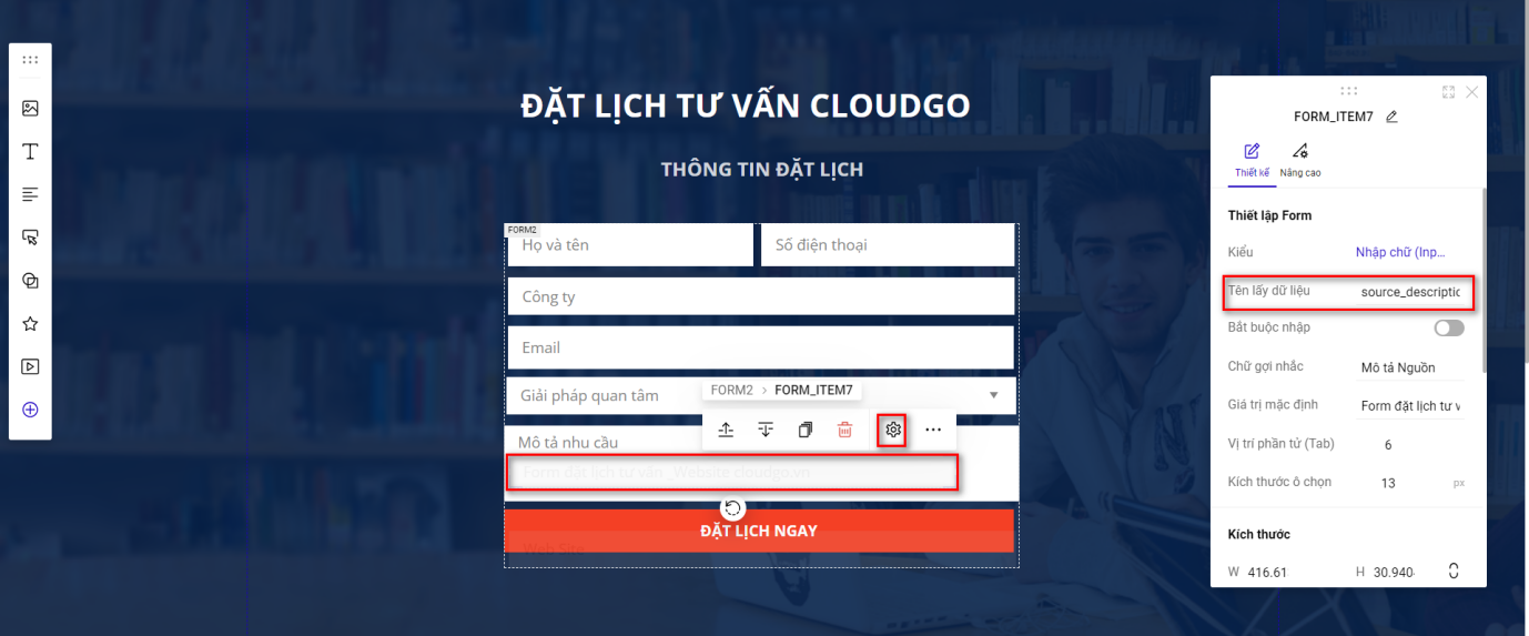 Trường ẩn Mô tả Nguồn với Tên lấy dữ liệu là source_description