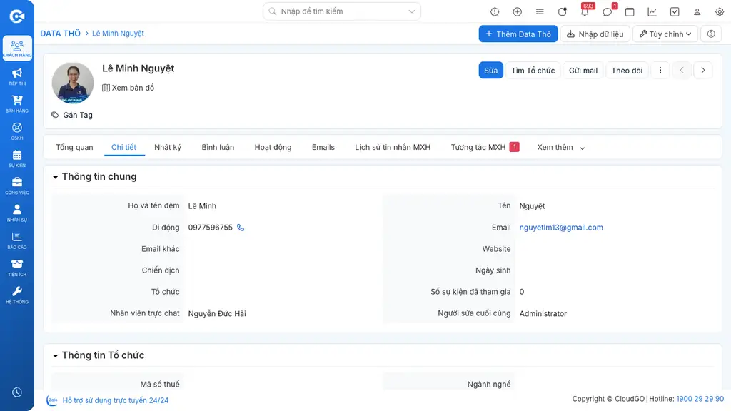 Hồ sơ Data Thô sau khi chuyển đổi - nút