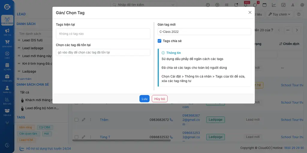 Tick chọn Tags chia sẻ để chia sẻ tag cho mọi người cùng thấy và sử dụng
