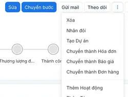 Nhấp icon ba chấm dọc và chọn Chuyển thành Báo giá trên chi tiết cơ hội