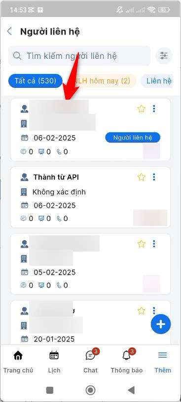 Nhấn vào Người liên hệ muốn chỉnh sửa