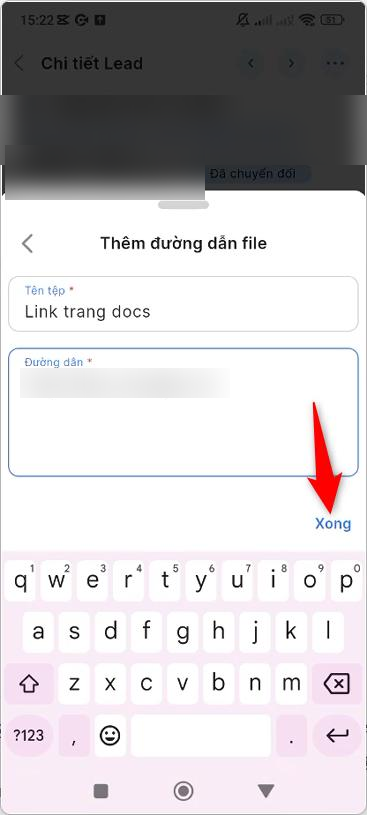 Nhập tên tệp và đường dẫn rồi nhấn Xong