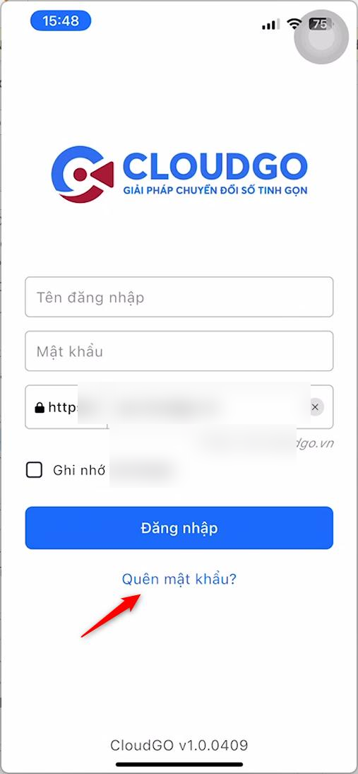 Nhấn Quên mật khẩu tại màn hình đăng nhập