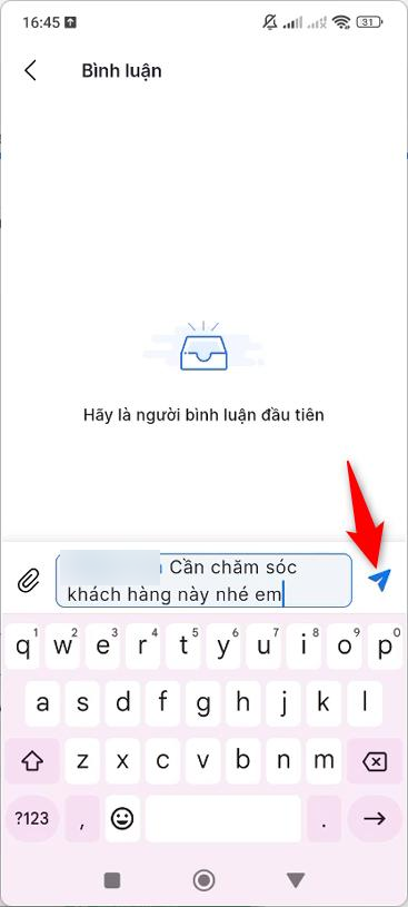Nhập nội dung bình luận, đính kèm file và nhấn Gửi
