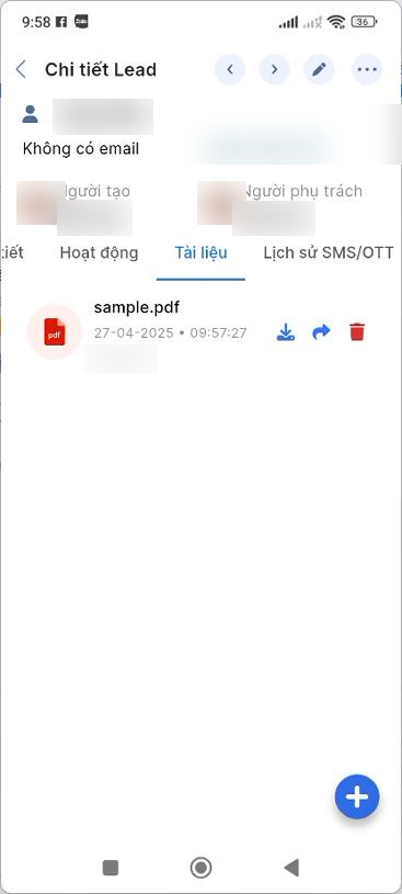 Tài liệu đã tải lên hiển thị trong tab Tài liệu
